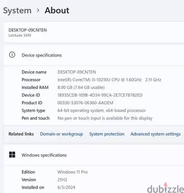 Dell latitude 5410 core i5 G10 4