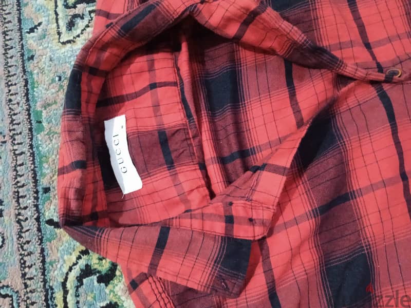 New Flannel Shirt قميص كارو جديد احمر واسود 1