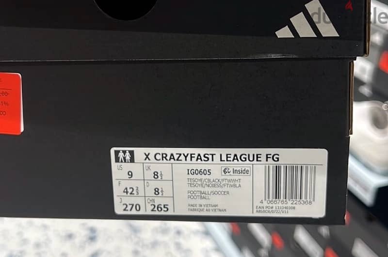 Adidas X CRAZYFAST League FG size 42 2/3 5