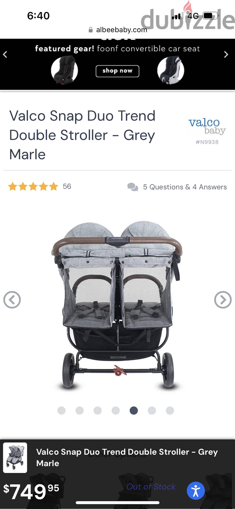 Light Weight Double Stroller used like New 5