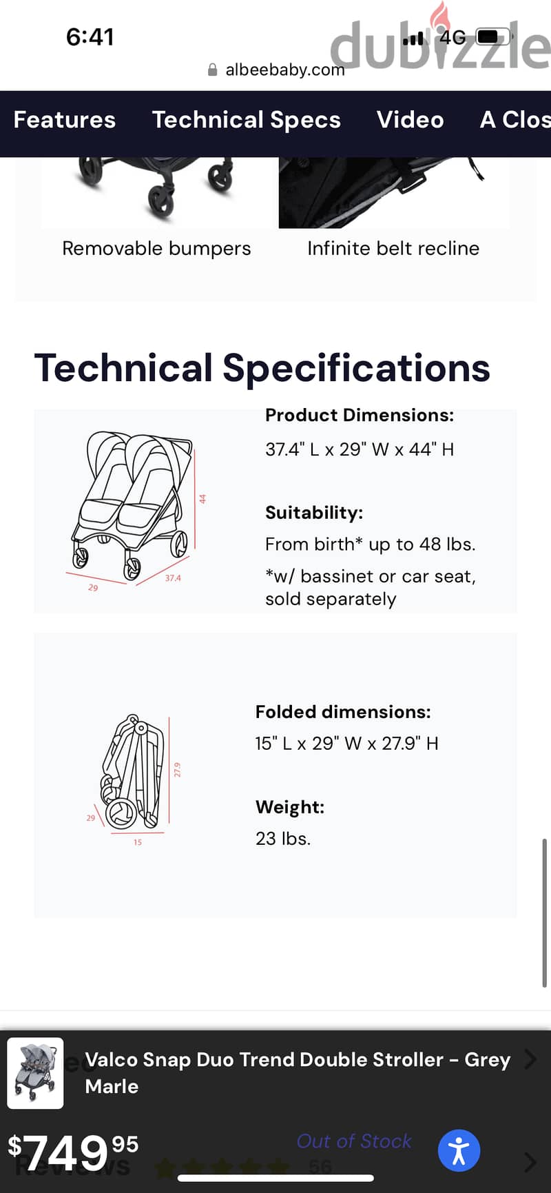 Light Weight Double Stroller used like New 10