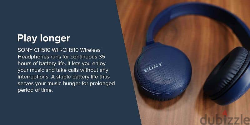 Sony WH-CH510 Wireless On-Ear Bluetooth Headphones Blue 5