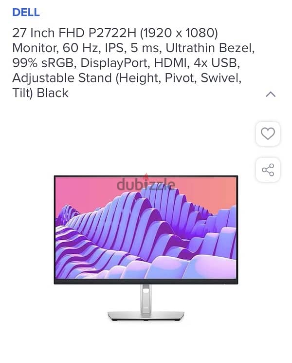 Dell Monitor 27 inch P2722H 1