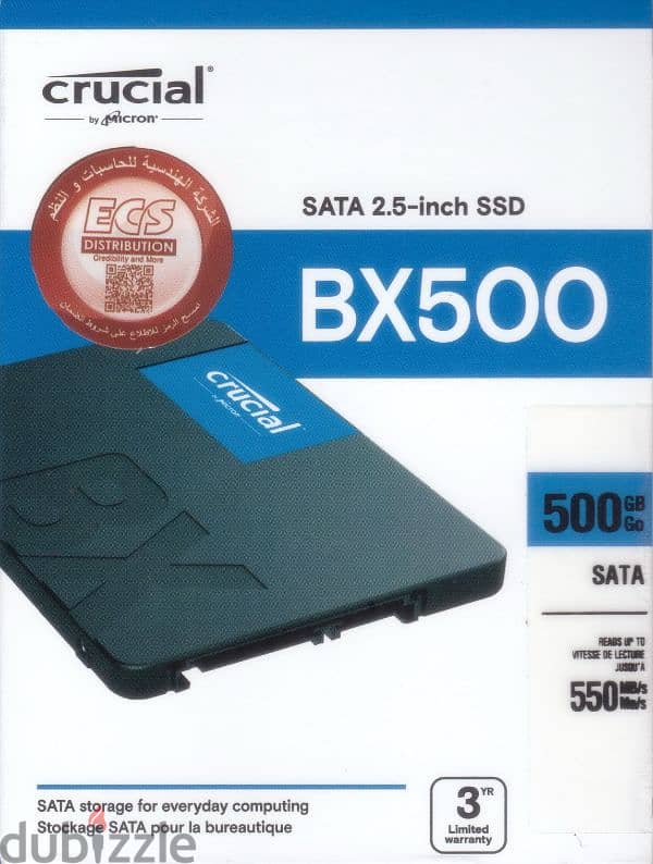 Hard Desk Crucial BX500 SSD 500 Giga - Sata for Laptop and PC 0