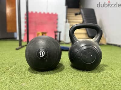 crossfit kettlebell and slam ball