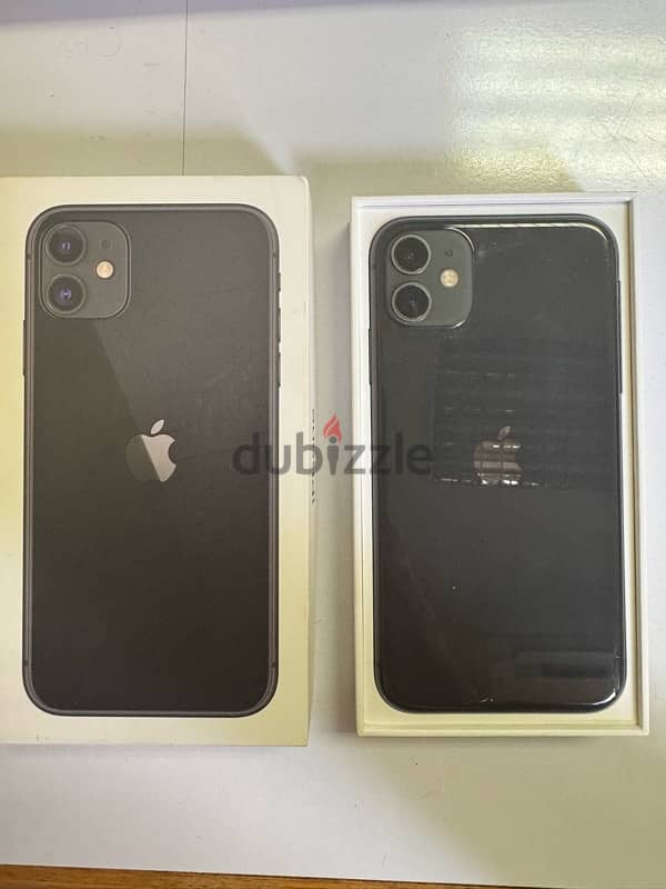 Iphone 11 - Black - 128GB-  used with box - استعمال بناتي 2