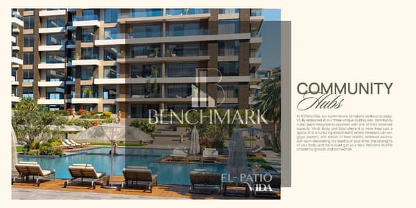 Apartment for sale 158 m in Patio Vida New Cairo Sixth Settlement, in front of Hyde Park and Zed East, next to the Fifth Settlement, AUC