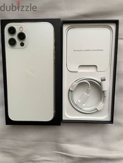 iphone 12 pro silver with box abd cable charger