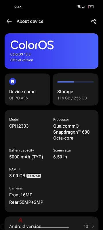 موبايل Oppo a96 4g للبيع 1