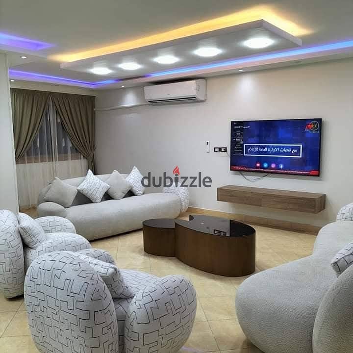 Luxuriously furnished hotel apartment, fully air-conditioned, with all appliances and luxuries, in a prime location in Nasr City, close to City Stars. 0