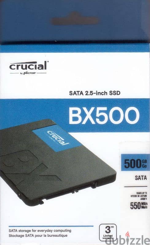 Hard Desk Crucial BX500 SSD 500 Giga - Sata for Laptop and PC 0