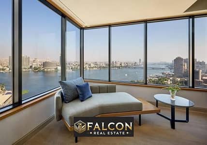 For sale a 165 sqm hotel apartment with a panoramic view on the Nile with furnishings and appliances in Maadi minutes from Zamalek and manial