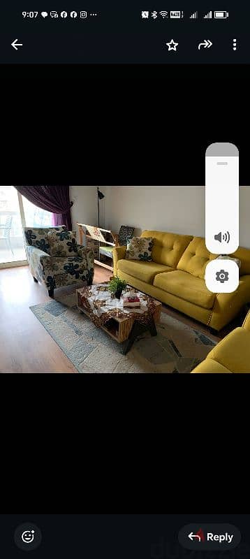 ليفنج ٢ كنبه و١ كرسي  من محل Hub furniture