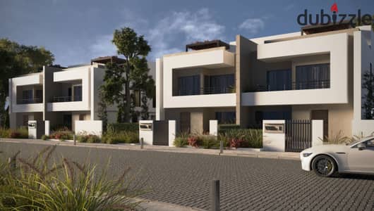 Townhouse with lagoon view in Elora Compound by Arabia Holding, with the lowest down payment and installments over 12 years.