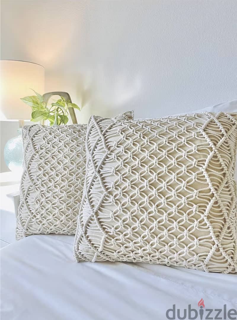 Macrame Boho Throw Pillow Gorgeous Cover for Couch. Sofa. Bed. and Ben 1