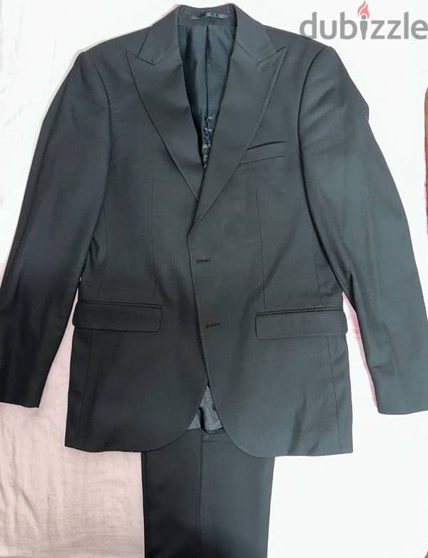 Slim Fit Peak Lapel with Vest Suit - Black 2