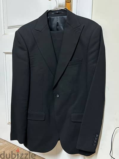 Slim Fit Peak Lapel with Vest Suit - Black