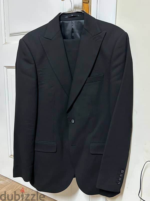 Slim Fit Peak Lapel with Vest Suit - Black 0