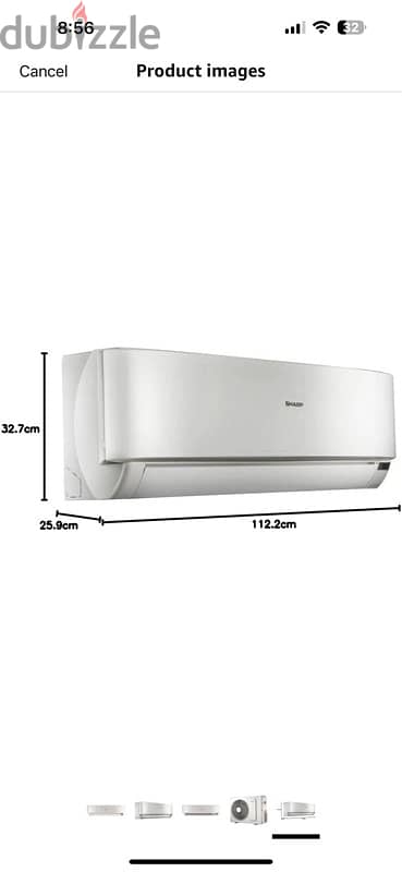 SHARP Split Air Conditioner 3 HP Cool Only, Turbo, White AH-A24YSE 1