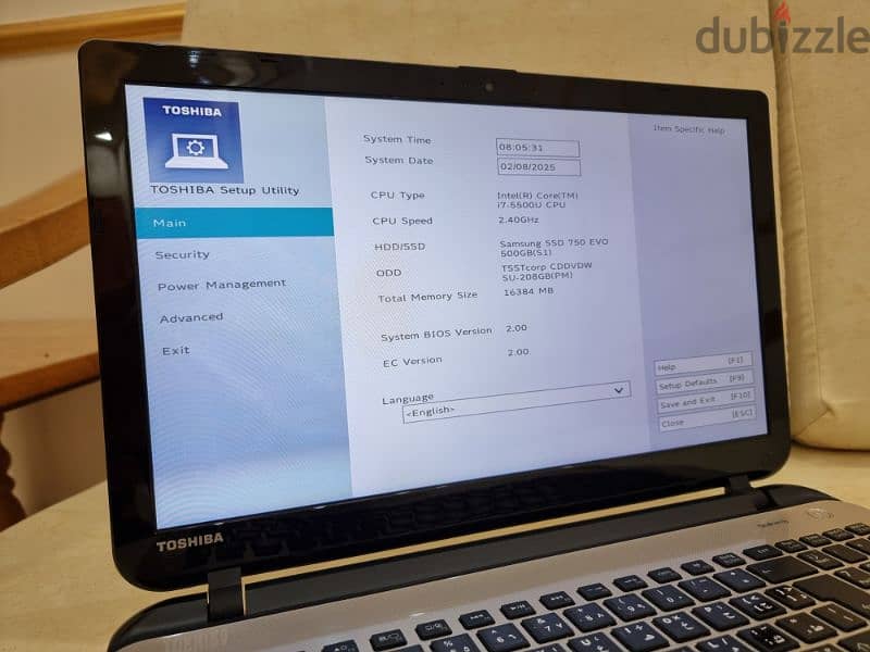 لابتوب توشيبا Intel core i7 الجيل الخامس 2,4Ghz 500GB SSD / 16GB RAM 6