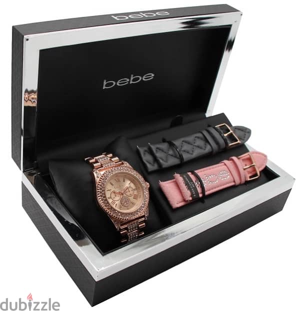 original bebe watch with 3 straps 0