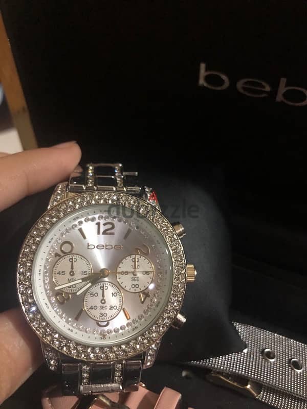 original bebe watch with 3 straps 3