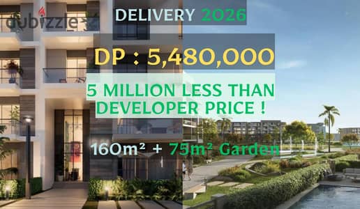 Prime Location Resale Ground with Garden Apartment with Less than developer price by 5 million EGP – 160m² in Terrace Compound by HDP, Sheikh Zayed