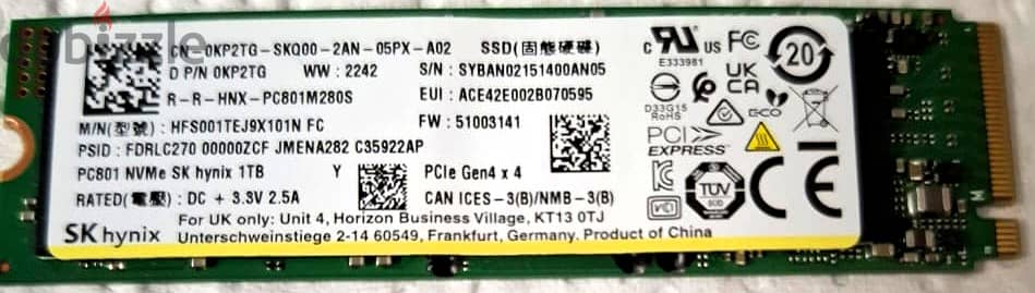 SK hynix NVMe SSD for Laptop 1 TB (2 Pieces) هارد ديسك لابتوب