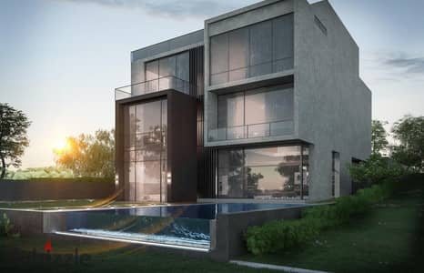 Standalone Villa 440 meters for sale at Waterway with ultra modern design and double height panoramic view on one of largest urban parks in Cairo