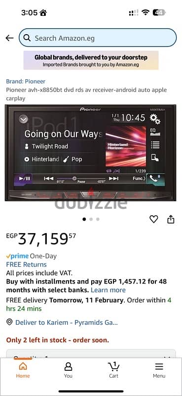 pioneer dvd/aux/bt/ apple carplay/android auto كاسيت