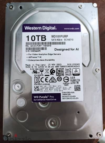 Western Digital purple hard drive 10 TB - هارد 10 تيرا ويسترن ديجيتال