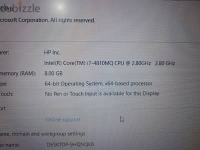 لاب توب DELL i7 جيل رابع  بهاردين +كارتين شاشة بحالة ممتازة