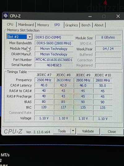 8 GB RAM 5600 MHz Micron