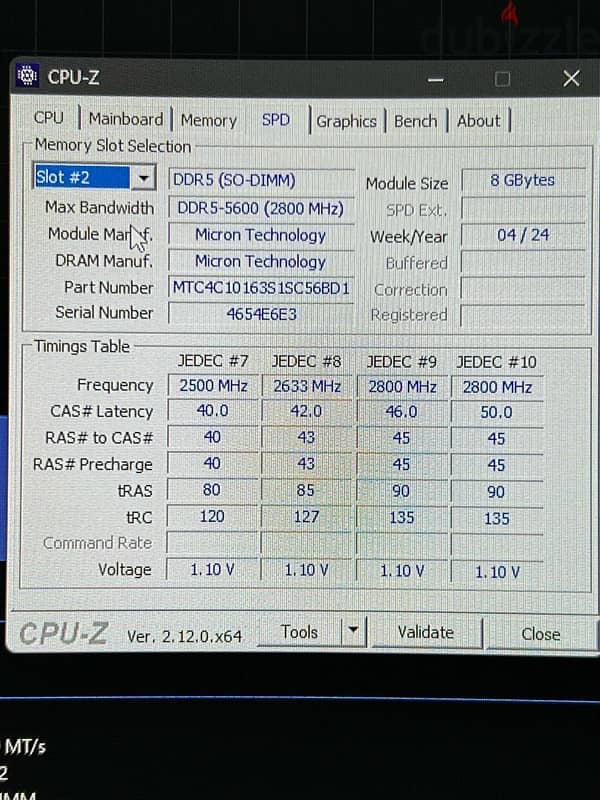 8 GB RAM 5600 MHz Micron 0