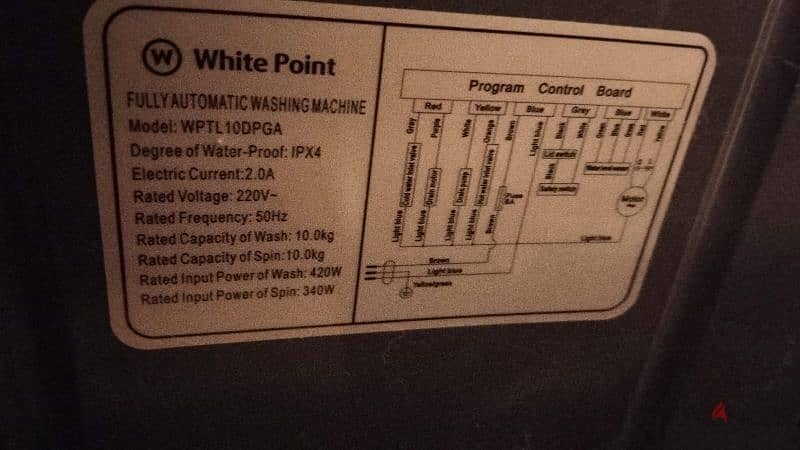 غسالة ملابس وايت بوينت فوق اتوماتيك 10 كيلو شاشة ديجيتال 1