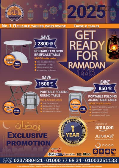 Folding tables for outdoor and indoor Ramadan offers