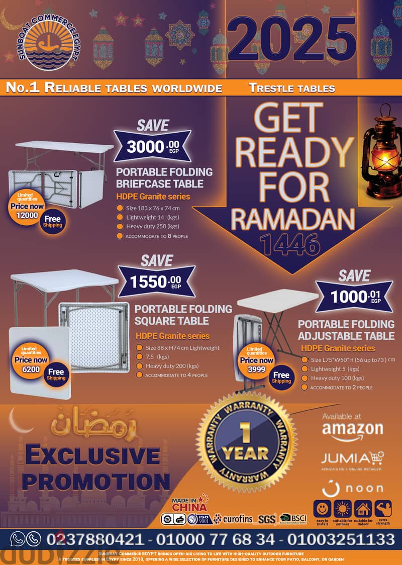 Folding tables for outdoor and indoor Ramadan offers 1