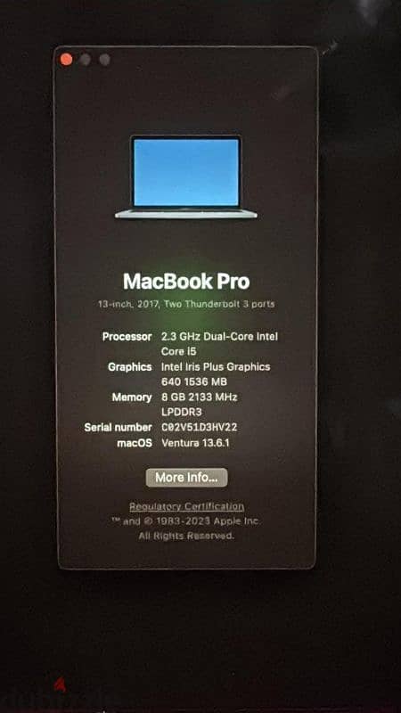 MacBook pro i5 2017 3