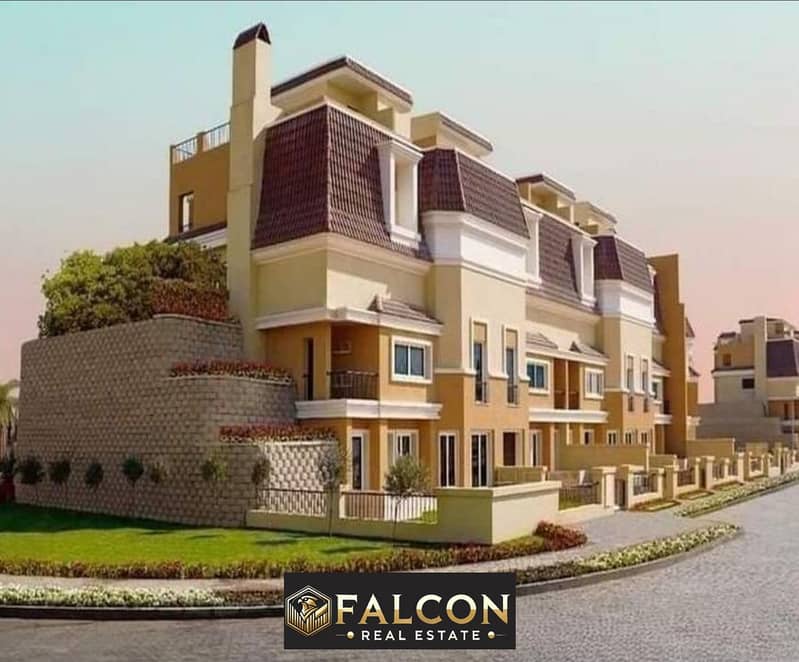 3-storey villa 212 m ((ground floor - first floor - roof)) Best price in installments in Sarai in front of Madinaty, New Cairo SARAI NEW CAIRO 0