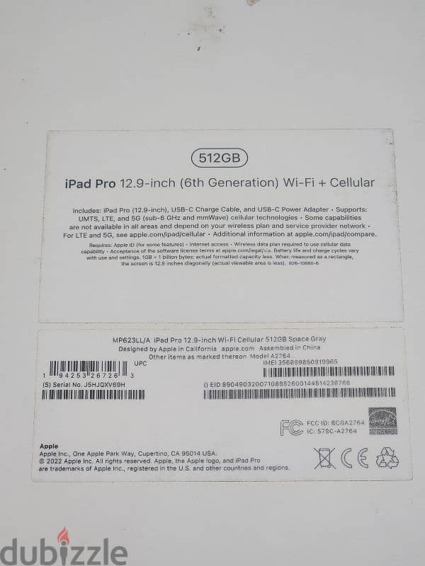 iPad pro m2 12.9 512 wifi + calluer 1