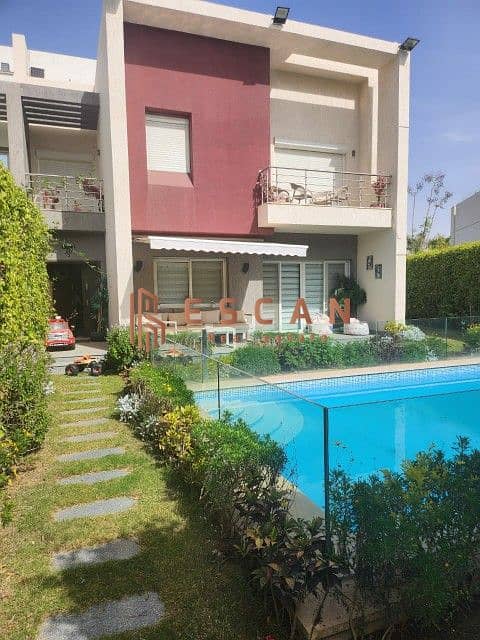 Townhouse villa, building 231 meters, land 333 meters, fully private finishes, with swimming pool, for sale, cash, with or without furnishings 0