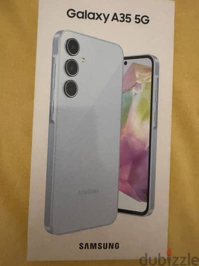 samsung a35 5G ice blue متبرشم جديد ضمان محلي