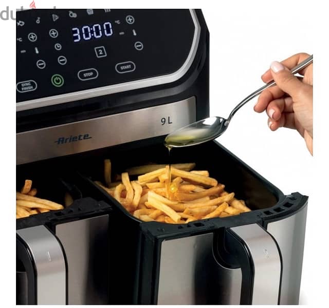 Ariete 4625 Air Fryer, Digital Display, 2100W, 9Liter - Black & Silver 4