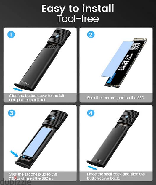 ORICO Aluminum M. 2 SATA SSD Enclosure 4