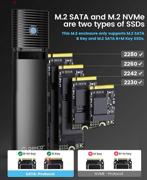 ORICO Aluminum M. 2 SATA SSD Enclosure 5