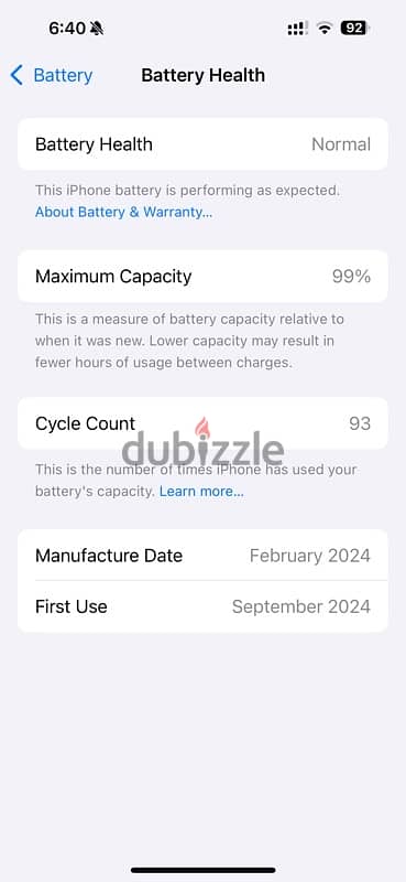 IPhone 15 pro max Zero condition Battery 99 Natural Titanium