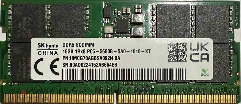 ذاكره رام للآب توب بسعة 16 جيجابايت  DELL SKhynix DDR5 16GB ram. 0