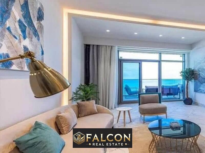 For sale, an apartment with a down payment of 365thousand + a sea view, immediate delivery and fully finished, on the North Coast in New Alamein, in 0