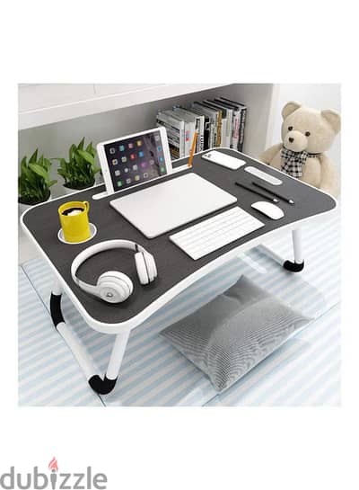 Foldable Laptop Table With Cup Holder Combination Material Multicolour