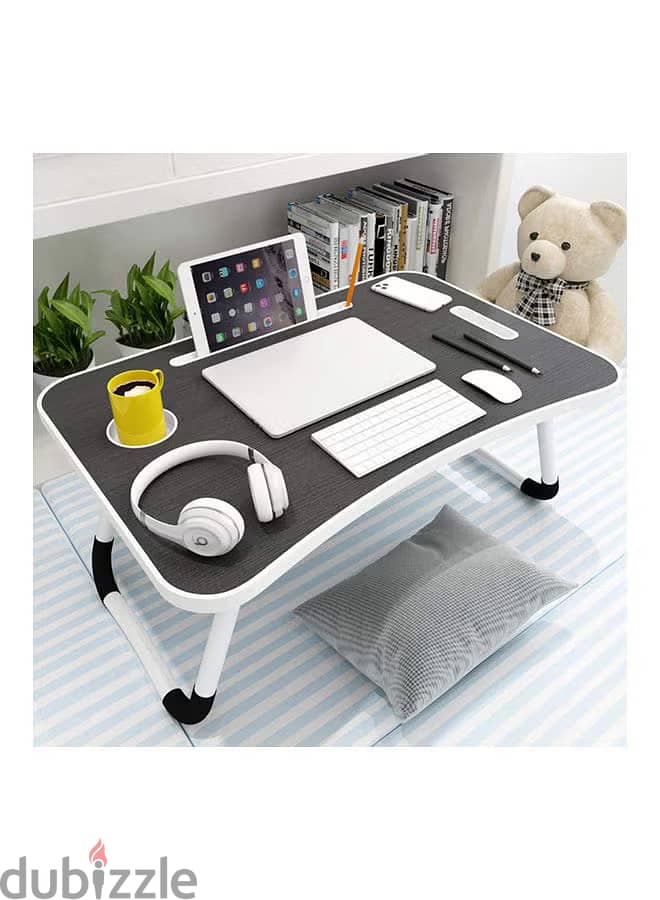 Foldable Laptop Table With Cup Holder Combination Material Multicolour 0